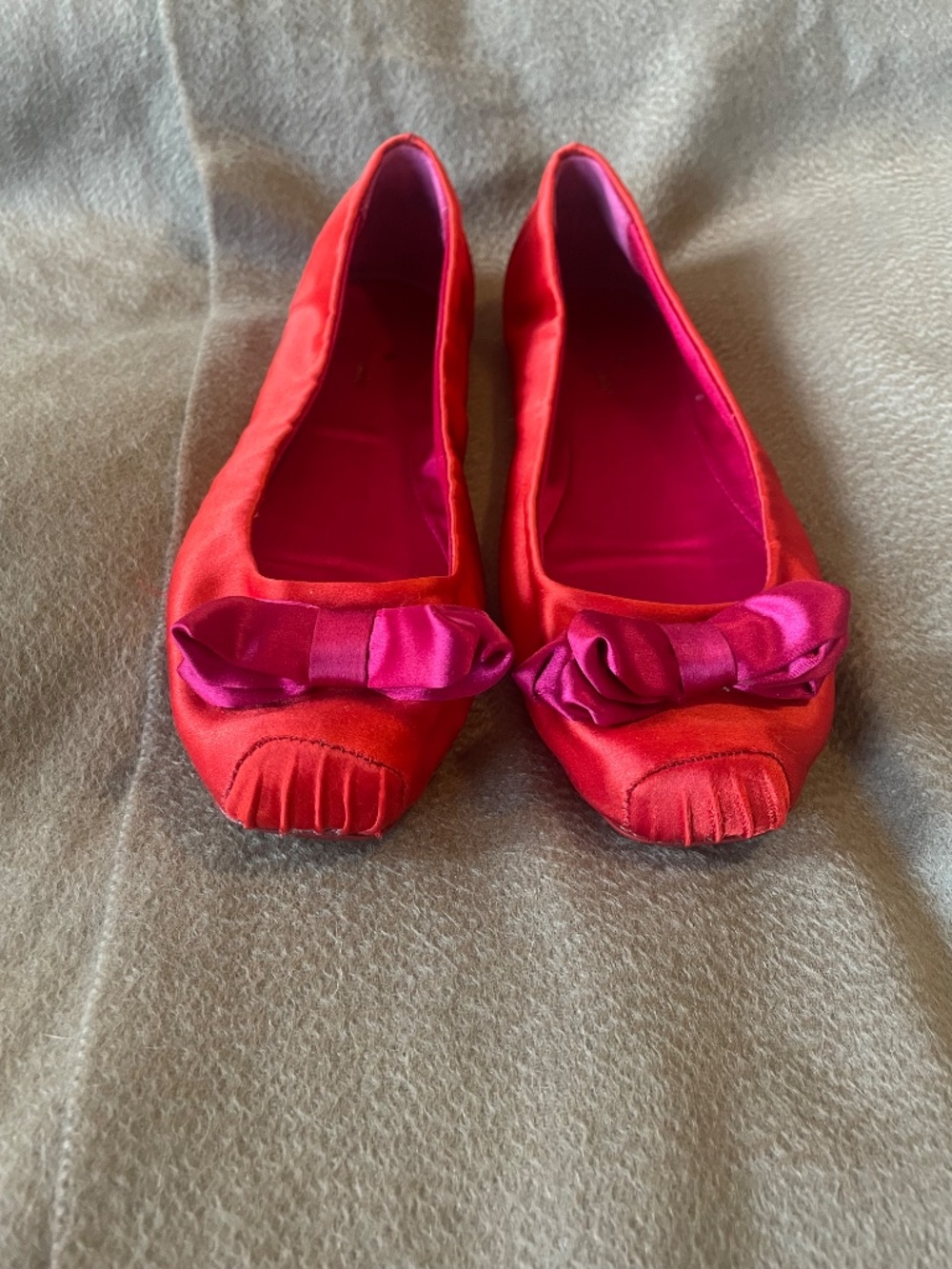 Kate Spade red satin ballet flats - Picture 2 of 8